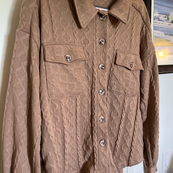 New In L - Brown Cable Knit Button-Up Jacket - Picture 3 of 9